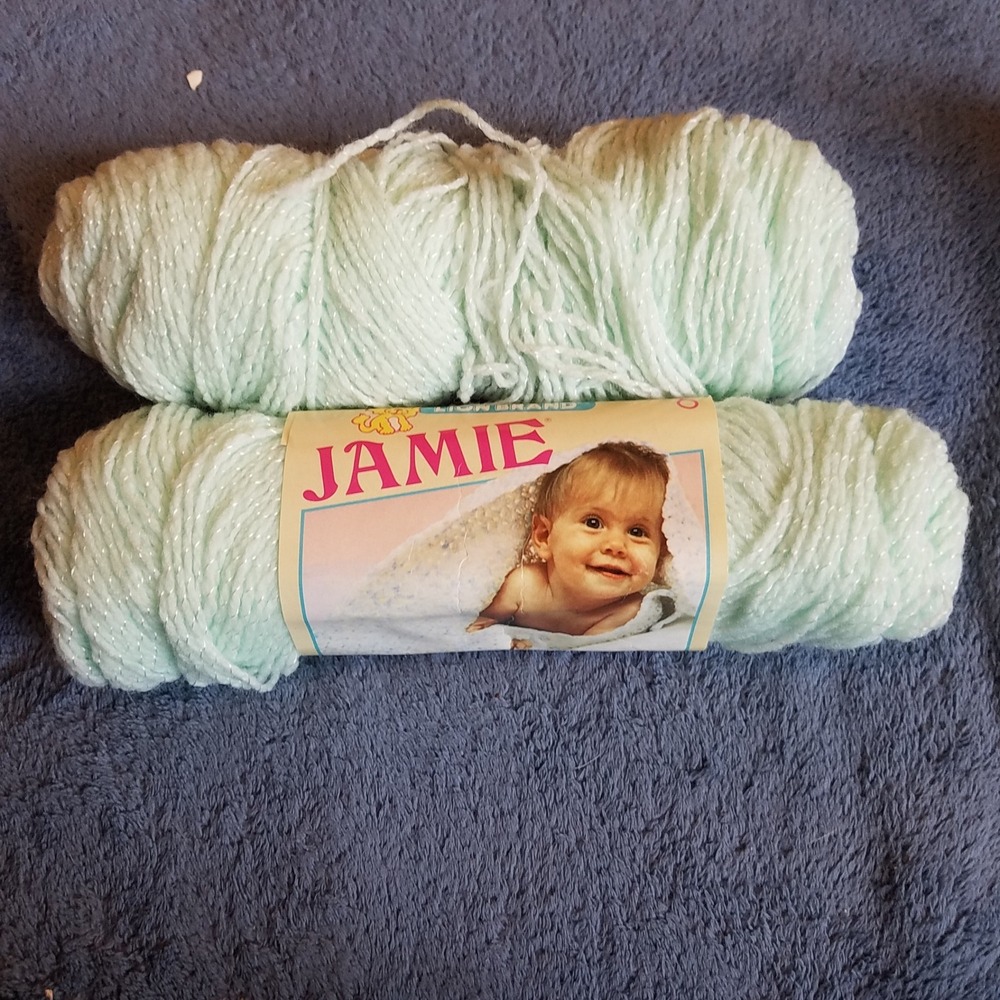 Lion Brand Jamie Pompadour Yarn 2 Skeins Pastel Green 269 Vintage Acrylic Rayon